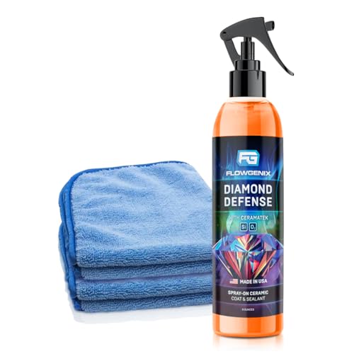 Ceramic Coating For Cars and Motorcycles Spray (8oz) - SiO2 Ceramic Wax & UV Protective Shield Detailing - Auto Wax Hydrophobic Detail Spray - Incl. 2 Microfiber Towels - color: Ceramic Coating 8oz
