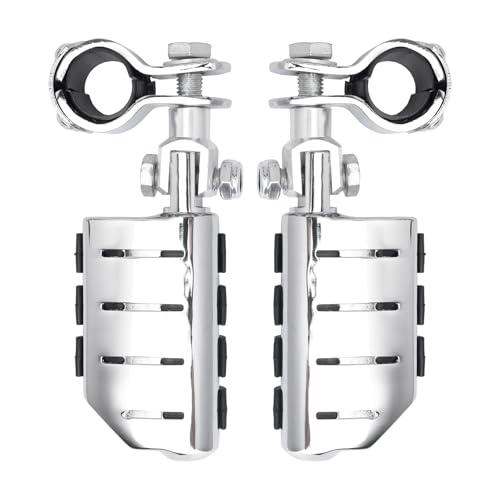 Highway Pegs Motorcycle Foot Rests w/Mount Clamp Kit For 1" 1.25" Engine Guards Compatible with Harley Touring Softail Dyna Sportster Road King Fat Bob Road Glide Street Glide Chrome