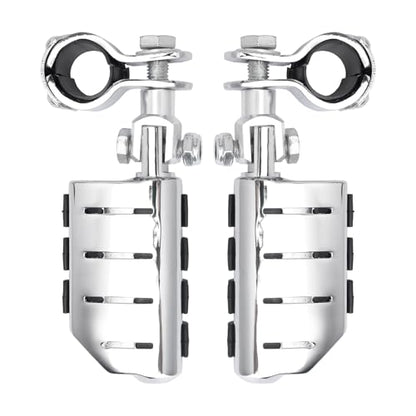 Highway Pegs Motorcycle Foot Rests w/Mount Clamp Kit For 1" 1.25" Engine Guards Compatible with Harley Touring Softail Dyna Sportster Road King Fat Bob Road Glide Street Glide Chrome