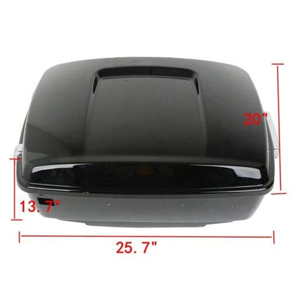 SLMOTO Tour Trunk 13.7" King Trunk Backrest Turn Tail LED Light Rear 6.5" Speaker Pods +Detachables Two-Up Tour Trunk Mounting Rack 4 Point Docking Kits Fit for Harley Electra Glide 14-2025 - color: AStyle #02