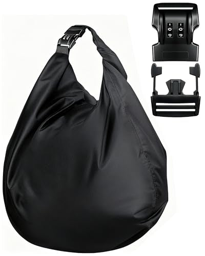 IZTOSS Motorcycle Helmet Bag Helmet Storage Bag with Combination Lock Waterproof Lightweight Durable Oxford Cloth Helmet Bag for Motorcycle Riding Bicycle,Black - color: 2-bit combination lock