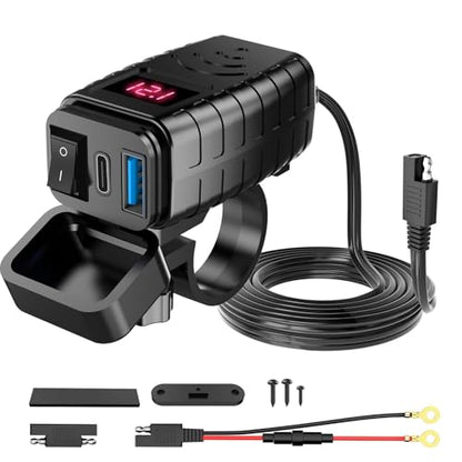 Motorcycle USB Fast Charger Universal Phone Charging Adapter for Motorcycle Handlebar Power Supply - color: Red