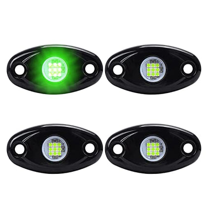 4 Pods LED Rock Light Kits White for Jeep ATV UTV SUV Off Road Car Truck Boat Underbody Glow Fender Lamp Underglow LED Neon Lights Waterproof - color: Green, size: 4 Pods