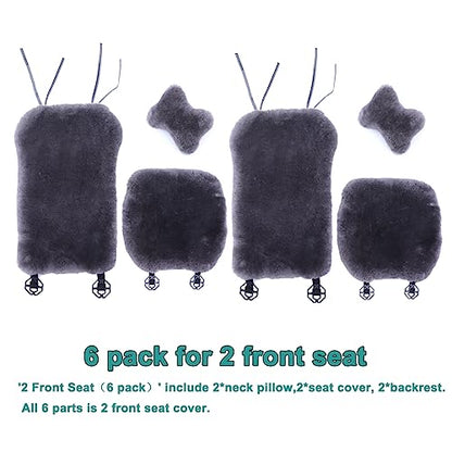 OGLAND 2 Pack FuzzySheepskin Car Driver Seat Covers, Shearling Fluffy Genuine Wool Seat Cushions for Auto Interior Accessories with Soft Fuzzy Natural Fur Non-Slip(Misty Gray) - color: Misty Gray