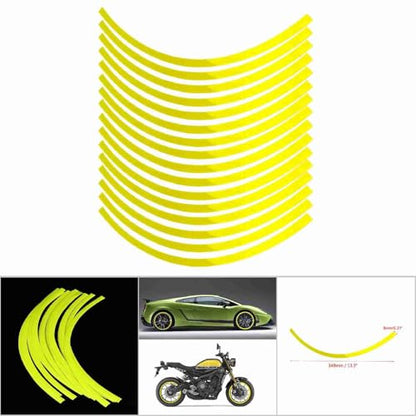 Reflective Wheel Rim Stripe Decal Sticker for 16-19 inch Rim Size Universal Car Motorcycle Wheel Reflective Pinstripe Decal Tape Sticker Decoration Film (Fluorescent Yellow)