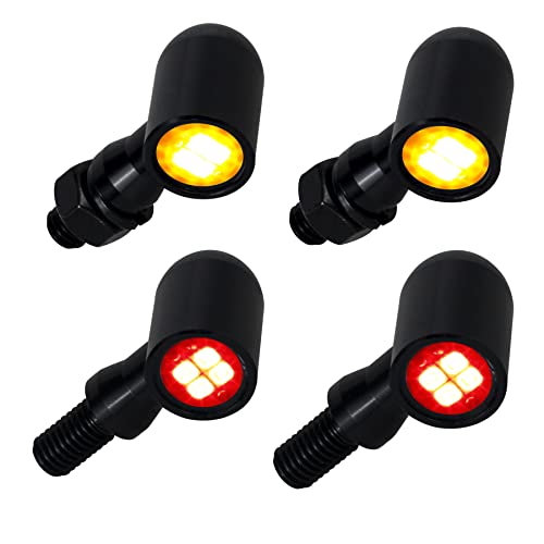 Front Rear Motorcycle Turn Signals, Mini Size Led Brake Tail Lights Universal Compatible with Harley Honda Suzuki Triumph Yamaha - color: Front Amber+Rear Red
