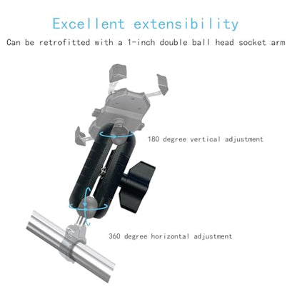 Double Socket Arm Compatible with RAM Mounts B Size 1" Ball Components for Bike/Motorcycle/ATV Phone Mount, Black (Black Short Arm) - size: Short Arm-Black