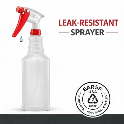 Bar5F Commercial Spray Bottles with Adjustable Trigger, Chemical Resistant HDPE, BPA-Free (3-Pack / 24 oz/Multicolor)