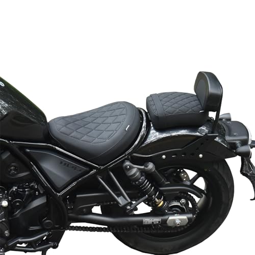 Motorcycle Front Rear Comfort Seat Fit for Rebel 1100 DCT CMX1100 CM1100 2021 2022 2023 2024 2025 2026, Rider Solo Saddle Passenger Back Cushion Pillion Pad, Black - color: Front & Rear - Black