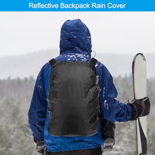 PATIKIL Waterproof Backpack Rain Cover Anti-Slip Cross Buckle Straps & Drawstring Bag for Hiking Camping Traveling - color: Black, size: Large