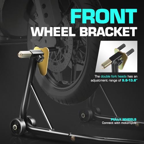 DNA Motoring Motorcycle Stand Lift Universal Paddock Lift Stand 880 Capacity Front Wheel Fork Stand Rear Wheel Swingarm Spool Stand for Suzuki Yamaha BMW Kawasaki Honda TOOLS-00778 - style: Wheel Swingarm Spool Stand