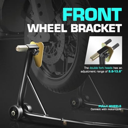 DNA Motoring Motorcycle Stand Lift Universal Paddock Lift Stand 880 Capacity Front Wheel Fork Stand Rear Wheel Swingarm Spool Stand for Suzuki Yamaha BMW Kawasaki Honda TOOLS-00778 - style: Wheel Swingarm Spool Stand
