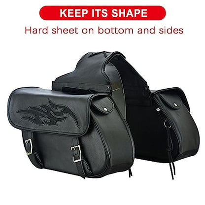 Dream Apparel Naked Cowhide Leather Motorcycle Saddle Bags Throw Over Saddlebags, Motorcycle Side Bags for Honda Shadow Sportster Softail Dyna V-star (Black, No Studs)