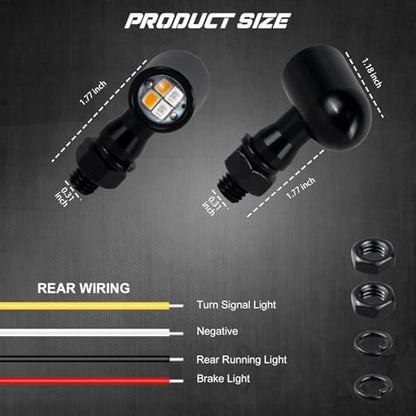 NTHREEAUTO Motorcycle LED Turn Signal Light, Universal Rear Turn Signals Mini Size Brake Tail Light Blinkers Compatible with Harley Honda Kawasaki Suzuki Triumph Yamaha