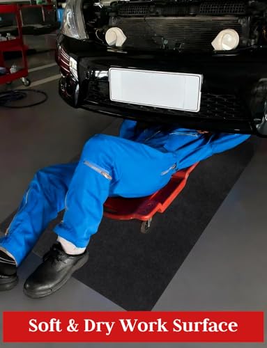 HFKPJRT 2 Pcs Motorcycle Mat for Garage, Garage Floor Mats for Under Car, Absorbent Rubber Mat, Waterproof, Protect Garage Surface from Spill & Stain, Black, 36"x60", 60"x72"