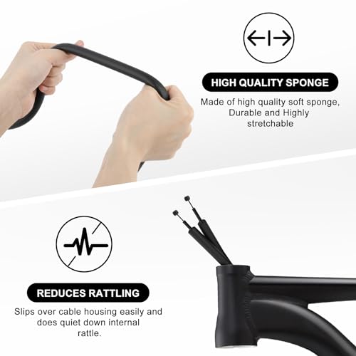 PSLER 63" Bike Foam Sleeve, 6mm for Hydraulic, Shift and Brake Tubes | Internal housing damper foam sleeve fits bike tubes to effectively silence abnormal rattling - color: Black