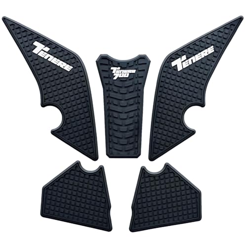 Fuel Gas Tank Pad Protector Stickers Decal Rubber Set Compatible with Tenere 700 T700 XTZ T7 Rally XTZ07 2019 2020 2021 2022 2023 5pcs Black PVC Rubber