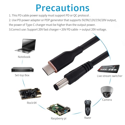 DSD TECH MagicConn SH-CP20B USB Type C PD to DC Power Cable(55x21)-20V - style: 20 V