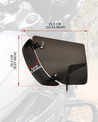 Adjustable Side Wings Wind Air Deflector Fairing for Road Glide 24-26, Smoked Wind Deflectors Fairing Side Shield for Harley FLTRXSE 23-26 FLTRT FLTRXL 2026-later Accessory