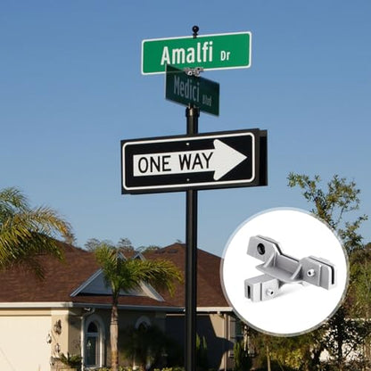 Hicarer 1 Pcs Street Sign 4-Way Cross Piece for Street Name Sign 5 1/2", Flat, No Adjustment, Heavy Duty Mounting Bracket - style: 4-way