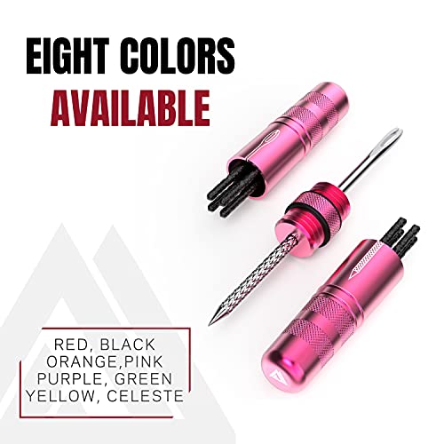 KOM Cycling Tubeless Tire Repair Kit for Bikes 8 Colors! Fixes Mountain Bike and Road Bicycle Tire Punctures - color: Pink