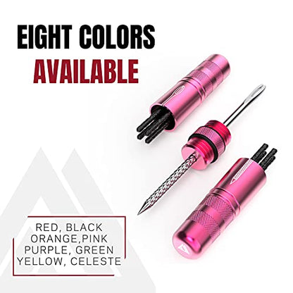 KOM Cycling Tubeless Tire Repair Kit for Bikes 8 Colors! Fixes Mountain Bike and Road Bicycle Tire Punctures - color: Pink