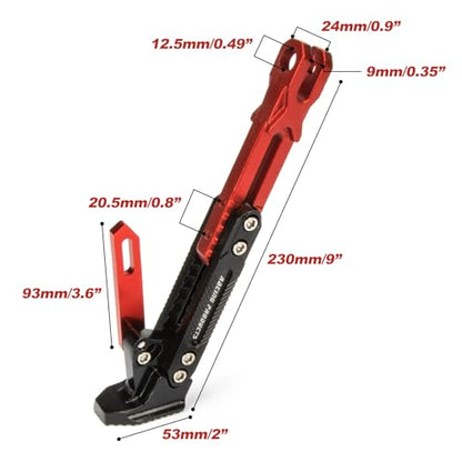 Universal Motorcycle Side Stand - PSLER Adjustable Aluminum Alloy Short Motorcycle Kickstand for Electric Scooter Motorbike Mini Pit Dirt Bike, Red