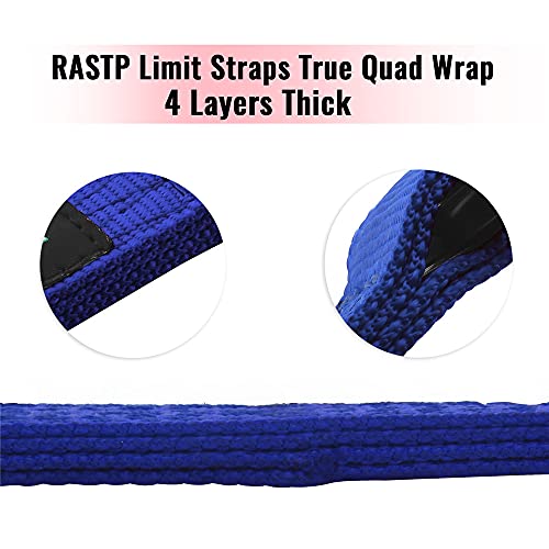 RASTP Limit Strap, Premium Quad Wrap Limit Strap Car Hauler Axle Straps Truck Wrecker Wheel Tie Down Strap with 10,000 Lb Webbing Strength (10 Inch,Blue) - color: Blue, size: 10 Inch