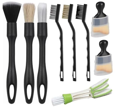 9PCS Car Detailing Brush Set, Complete Auto Cleaning Kit for Interior, Exterior, Air Vents, Dashboard, Wheels, Engine Bay, Scratch-Free Brushes