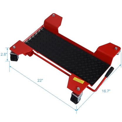Motorcycle Center Stand Move Dolly Red 360 Degree Casters Garage Workshop