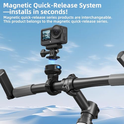 Magnetic Bike Bicycle Handlebar Mount, 360 Degree Rotation Motorcycle Handlebar Clamp Mount Compatible with GoPro Hero 13 12 11 10 Session DJI Action 6/5 Pro/4 and More Cameras