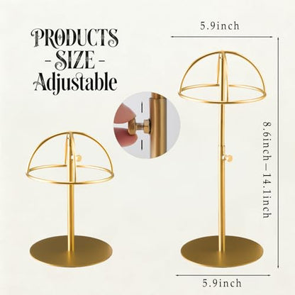 Hat Display Stand 2PCS Stainless Steel Brushed Nickel Titanium Hat Stand Metal Golden Adjustable Height Cap Rack Showcase Fingerprint Resistant for Home Boutique Retail Store | Brushed Nickel Metal Golden Adjustable Height Cap Rack Showcase Fingerprint Re