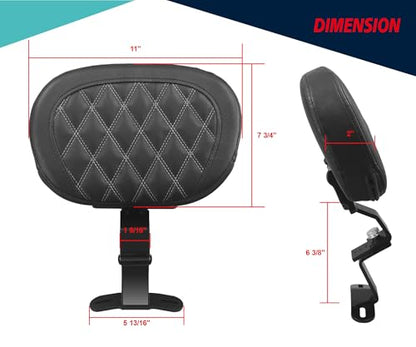 YHMOTO Motorcycle Driver Rider Backrest Pad For Harley Davidson Touring CVO Street Glide Road King Road Glide Electra Glide Ultra Limited models 2009-2023 (Black-White Stitching) - color: Black-White Stitching