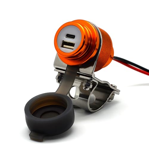 Cliff Top Motorcycle USB Charger Waterproof, Dual USB Port with 36W PD USB-C & QC 3.0 Fast Charging, Phone Charger for Motorcycle 12V, for Motorcycle Handlebar Mount Battery Drain Prevention (Gold) - color: Gold