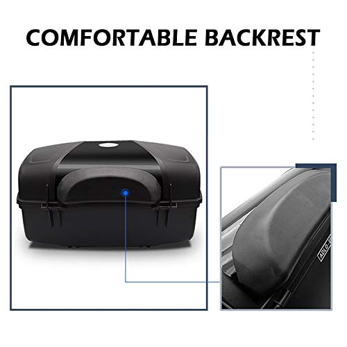 Universal Motorcycle Rear Top Box Tail Trunk Luggage Storage Case,47 Litre Hard Case with Mounting Hardware,with LED Light,Black - size: 47L with LED Light