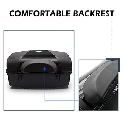 Universal Motorcycle Rear Top Box Tail Trunk Luggage Storage Case,47 Litre Hard Case with Mounting Hardware,with LED Light,Black - size: 47L with LED Light