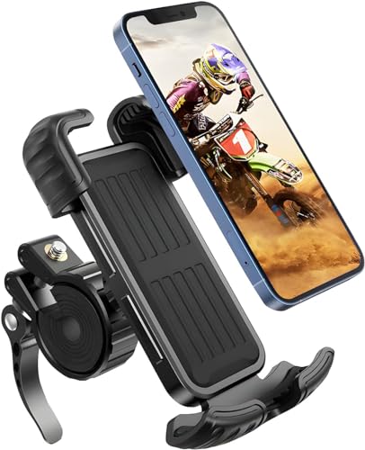 Bike Phone Holder Mount, [Super Stable Metal] Motorcycle Phone Mount with Security Lock, Bicycle Phone Holder Handlebar with Soft Cushion & Adjustable Clip Compatible with 4.7''-6.8'' Phone - color: 1 Pack
