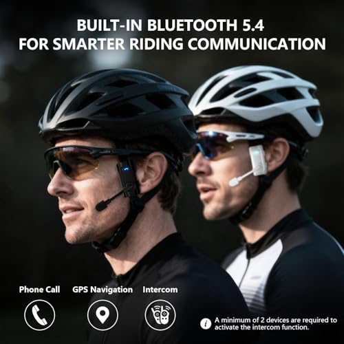 BH03 Bluetooth 5.4 Helmet Headphone, 8-Way Group Cycling Communication System with 1000m Range, Noise Cancelling Cycling Headset with Mic for Biking, Skiing, Climbing, White Dual Pack - color: White, size: Dual Pack