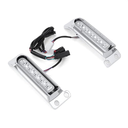 Rear Fender Filler Panel Lights Saddlebag LED Inserts Support Auxiliary Light Fit for Harley Electra Glide Ultra Limited Road King Road Glide 2014-2024 (Chromed Housing Transparent Lens) - color: Chromed Housing Transparent Lens