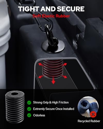 Benlari Tie Down Anchors 1 Inch ATV Flexible Loop Lock and Ride Iron Ruber Fit for Polaris RZR Sportsman Ace 2013-2025 Black