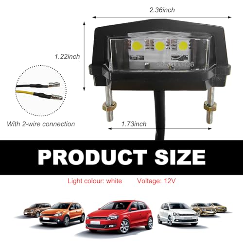 Motorcycle LED License Plate Lamp Assembly, 12V Waterproof Motorbike Bright LED Brake Running Tail Light, Universal Rear Brake Light Taillight Lamp for ATV Dirt Bike