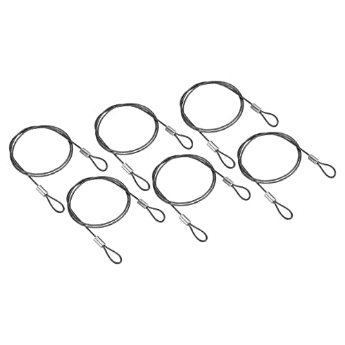 PATIKIL 20 Inch Safety Security Cable Wire, 6 Pack Stainless Steel 50cmx1.5mm Stage Lights Rope with Double Loop for DJ Lighting Luggage Lock - size: 50cmx1.5mm