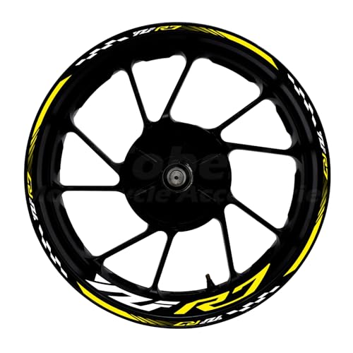 Awonderful 17"Wheel Rim Stickers For Yamaha YZF R7 2022-2024,Yellow | Reflective Vinyl Wheel Stripe Kit. Waterproof, Self-Adhesive Decals, Decorate Motorcycle Wheel Rims, Easy to Paste - color: Yellow