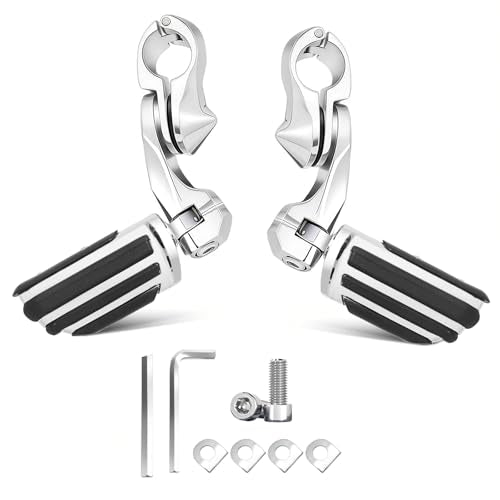 Chrome 1.25" Highway Long Angled Pegs Adjustable for Harley Davidson Touring Road King Road or Street Glide Electra Glide Dyna Sportster Softail 1 1/4" Engine Guard Foot Pegs - color: Long, size: B05-chrome-DK