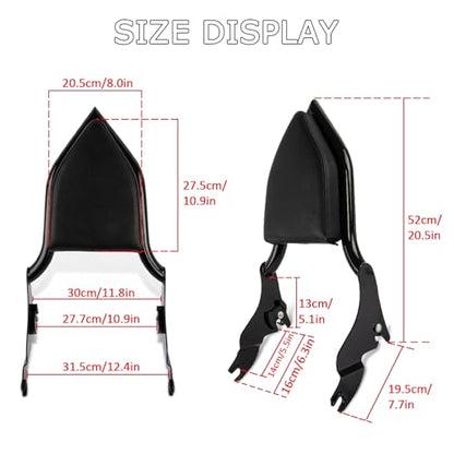 Sissy Bar, PSLER Motorcycle Detachable Backrest Passenger Purpose Seat Back Pad Cushion Adjustable Freely Removable for Touring Street Glide Electra Glide Road Glide Road King 2009-2025