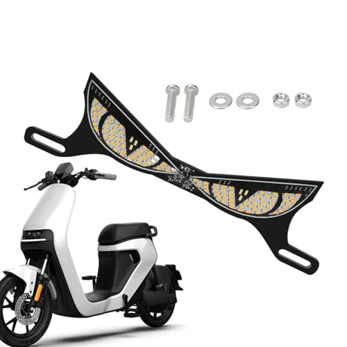 Motorcycle Brake Light, Eye Shape License Lamp, Rear Plate Safety Light, Sturdy Waterproof Design, High Visibility Function, Premium Riding Accessory, Night Commuting Use 7.48x1.97x0.2 Inches - color: Snake eye lamp-white+yellow flash