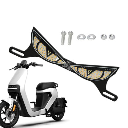 Motorcycle Brake Light, Eye Shape License Lamp, Rear Plate Safety Light, Sturdy Waterproof Design, High Visibility Function, Premium Riding Accessory, Night Commuting Use 7.48x1.97x0.2 Inches - color: Snake eye lamp-white+yellow flash