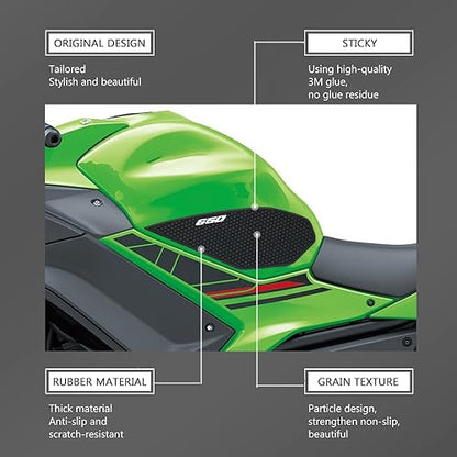 For Kawasaki Ninja 650 Ninja650 Z 650 Z650 2017-2024 Side Fuel Tank pad Tank Pads Protector Stickers Decal Gas Knee Grip Traction Pad Tankpad 3 PCS