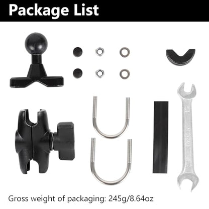 Motorcycle Handlebar Mount Combo: 1-Inch Ball U-Bolt Base & Short Double Socket Arm, Aluminum Alloy, Compatible with RAM Mounts B-Size Components , Fits 0.5"-1.3" Bars - style: U-Bolt Base w 2.36" Arm