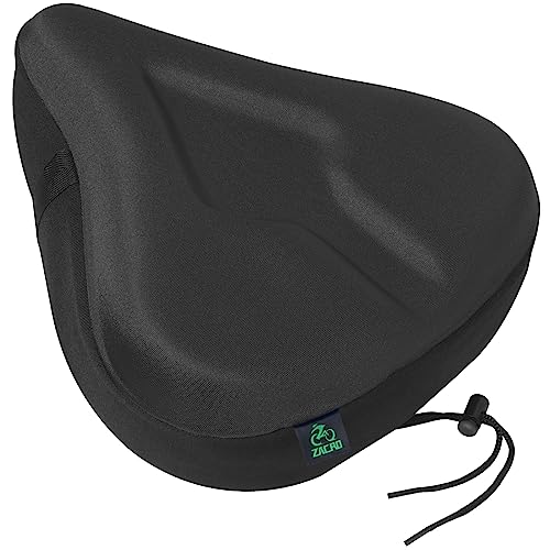 Zacro Bike Seat Cushion - Gel Padded Bike Seat Cover for Men Women Comfort, Extra Soft Exercise Bicycle Seat Compatible with Peloton, Outdoor & Indoor Bike Saddles - color: Black, style: X-Large